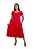 Vestido Maria Paes Midi Manga Curta Vermelho - Imagem 4