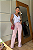 Calça Pantalona Paige - Sarja Rosa Bebê - Imagem 1