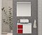 Kit gabinete, base de vidro,cuba e espelheira 0,60MT Branco/Vermelho 095399 - Imagem 1