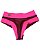 Calcinha biquíni conforto cintura alta bum bum fio duplo marsala com rosa pink neon - Imagem 1