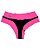 Calcinha biquíni conforto cintura alta bum bum fio duplo preta com rosa pink neon - Imagem 1