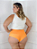 Calcinha conforto cintura super alta com forro de algodão semi fio duplo laranja pessego - Imagem 3