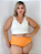 Calcinha conforto cintura super alta com forro de algodão semi fio duplo laranja pessego - Imagem 4