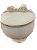 Compoteira Grande c/ Pé e Laço Branco e Dourado - Imagem 1