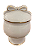 Compoteira MD c/ Pé e Laço Branco e Dourado - Imagem 1