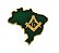 Pin Boton Broche Maçonaria Brasil Verde com  Esquadro e Compasso - Imagem 2