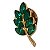 Boton Pin Folha De Acácia Verde - Dourado - Imagem 1