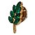 Boton Pin Folha De Acácia Verde - Dourado - Imagem 3