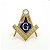 Pin Maçonaria Dourado Símbolo Esquadro e Compasso em Relevo com Fundo Azul e Pedrinha Brilhosa - Imagem 2