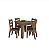 Conjunto Isis 90x90cm Com 4 Cadeiras Amêndoa - Corino Preto - Imagem 2