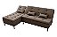 Sofá Cama Nice 2 Lugares com Chaise Veludo Marrom - Imagem 4