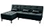 Sofá Cama Nice 2 Lugares com Chaise Veludo Preto - Imagem 1