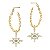 Brinco Argola de ouro18k / 750 com safiras brancas e diamante na lapidação brilhante - Imagem 1