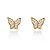 Par de brincos borboleta com zircônias em semi joia banhado em ouro18k - Imagem 1