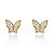 Par de brincos borboleta com 94 micros zircônias em semi joia banhado em ouro18k - Imagem 1