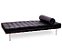 Chaise Couch Barcelona Couro Natural preto estrutura Madeira Natural   Pés aço inox - Imagem 1