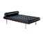 Chaise Couch Barcelona Couro Natural preto estrutura Madeira Natural   Pés aço inox - Imagem 2