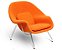 Poltrona Womb Chair linho Belga Laranja base inox - Imagem 1