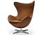Poltrona The Egg Couro Natural Ravena Caramelo Evoke base inox Polido - Imagem 1