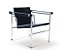 Cadeira Le Corbusier LC1 Couro sola  Preto Aço Inox - Imagem 1