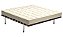 PUFFE CAPRI 130CMX130CM COURO NATURAL BRANCO PÉS INOX MADEIRA ESCURA - Imagem 1