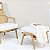 POLTRONA C/ PUFF FIDALGA  MADEIRA NATURAL TEC LINHO OFF WHITE PALHINHA-9205 - Imagem 1