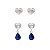 Kit brincos Duo de coração com pendente azul - Imagem 1
