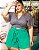 Conjunto Short Verde com Amarração e Blusa Cropped Estampada - Imagem 2