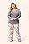 Pijama feminino manga longa mescla com calça estampada Plus Size - Lua Encantada - Imagem 1