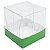 50 Caixa de Acetato com Base VERDE ESCURO Lisa (6x6x6cm) Embalagem de Plástico Transparente - Imagem 1