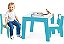 Mesa Infantil Conjunto Com 2 Cadeiras Azul Em Madeira MDF - Imagem 1