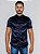 Camisa De Botão Gola Padre Acetinado Azul Marinho - Imagem 3