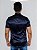 Camisa De Botão Gola Padre Acetinado Azul Marinho - Imagem 2