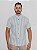 Camisa Gola Padre Listras Azul  em linho - Imagem 4