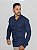 Social Super Slim Fit Estampa Azul Neoo - Imagem 1