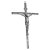 Cruz de Parede Jesus Cristo Metal Prateado Prata Velha 25cm - Imagem 1