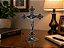Cruz Metal Mesa Altar Medalha de São Bento 14 Cm Prata Velha - Imagem 6