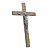 Crucifixo De Parede Metal Textura Amadeira Prata Velha 25 Cm - Imagem 3