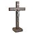 Cruz de Mesa Madeira Nobre Cristo Prateado 20cm Devocional - Imagem 5
