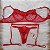 Conjunto lingerie Sedução tule Rendado Vermelho - Imagem 2