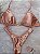 Conjunto Biquíni Luxo Cortininha Fio Rose Gold com argola ouro - Imagem 5