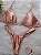 Conjunto Biquíni Luxo Cortininha Fio Rose Gold com argola ouro - Imagem 1