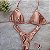 Conjunto Biquíni Luxo Cortininha Fio Rose Gold com argola ouro - Imagem 3