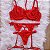 Conjunto Lingerie Love Vermelho com Cinta Liga e Gargantilha - Imagem 1
