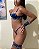 Conjunto Lingerie Catherine Completo Luva, Persex e saia Azul Marinho com Creme - Imagem 3