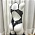 Body Sexy Dominante Preto com algema em corrente - Imagem 3