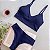 Conjunto Canelado Confort Top com bojo calcinha fio Azul - Imagem 1