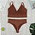Conjunto Canelado Confort Top com bojo calcinha fio Marrom - Imagem 1