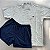 Pijama masculino verão com bolso em malha de algodão- Mescla e Marinho - Imagem 2