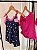Pijama Baby Doll Feminino Estampado com Alças de Regulagem Vaquinha Azul e Pink - Imagem 1